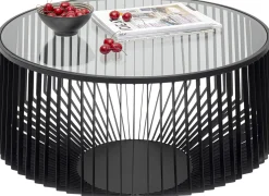 Hot KARE Design Stolik kawowy loft stal czarna i szkło transparentne Ø80 cm - KARE