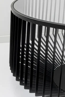 Hot KARE Design Stolik kawowy loft stal czarna i szkło transparentne Ø80 cm - KARE