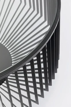 Hot KARE Design Stolik kawowy loft stal czarna i szkło transparentne Ø80 cm - KARE