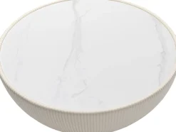 Best KARE Design Stolik kawowy okrągły biały podstawa złota Ø71 cm - KARE