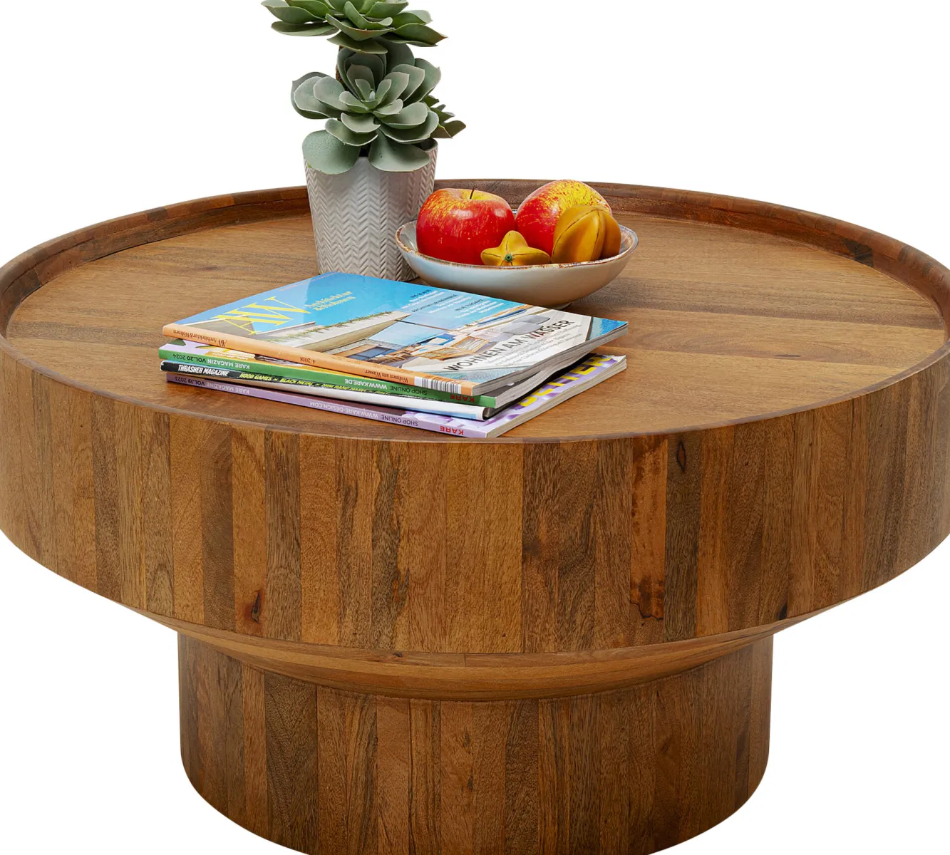 Clearance KARE Design Stolik kawowy okrągły brązowy z drewna mango Ø80 cm - KARE