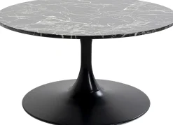 Outlet KARE Design Stolik kawowy okrągły czarny blat MDF imitacja marmuru Ø80 cm - KARE