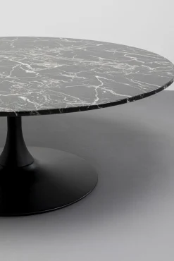 New KARE Design Stolik kawowy okrągły czarny blat MDF imitacja marmuru Ø110 cm - KARE