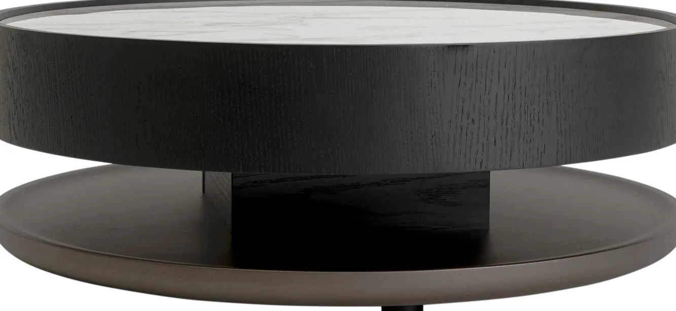 Clearance KARE Design Stolik kawowy okrągły fornir i kamionka Ø93 cm - KARE