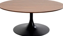 Fashion KARE Design Stolik kawowy okrągły kolor orzech podstawa stalowa czarna Ø110 cm - KARE