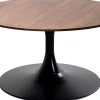 Fashion KARE Design Stolik kawowy okrągły kolor orzech podstawa stalowa czarna Ø80 cm - KARE
