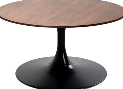Fashion KARE Design Stolik kawowy okrągły kolor orzech podstawa stalowa czarna Ø80 cm - KARE