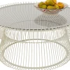 Outlet KARE Design Stolik kawowy okrągły szkło transparentne i stal biała Ø86 cm - KARE