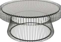 Clearance KARE Design Stolik kawowy okrągły szkło transparentne i stal czarna Ø86 cm - KARE