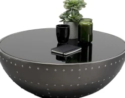 Discount KARE Design Stolik kawowy podstawa grafitowa włókno szklane i aluminium Ø83 cm blat szklany - KARE