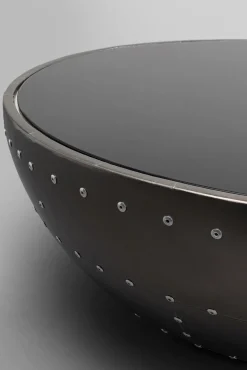 Discount KARE Design Stolik kawowy podstawa grafitowa włókno szklane i aluminium Ø83 cm blat szklany - KARE