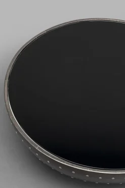 Discount KARE Design Stolik kawowy podstawa grafitowa włókno szklane i aluminium Ø83 cm blat szklany - KARE