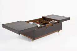 Fashion KARE Design Stolik kawowy rozkładany Bar Colonial 120x75 cm brązowy ekoskóra - KARE