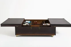 Fashion KARE Design Stolik kawowy rozkładany Bar Colonial 120x75 cm brązowy ekoskóra - KARE