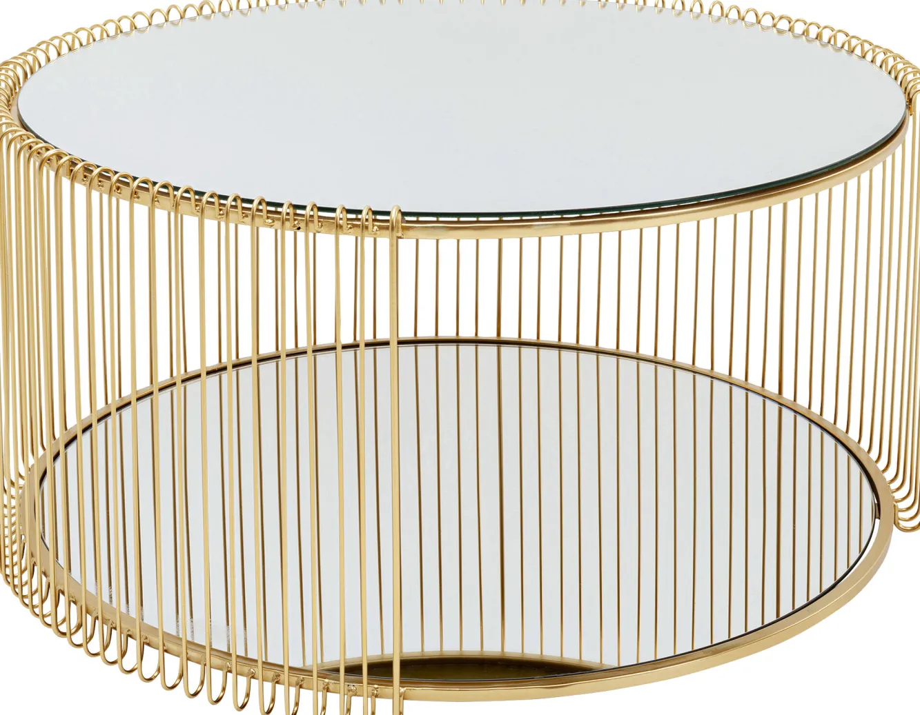 Online KARE Design Stolik kawowy Wire Double mosiężny Ø80cm - KARE