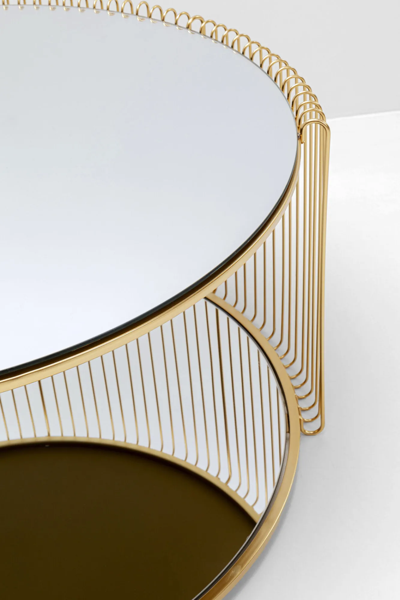 Online KARE Design Stolik kawowy Wire Double mosiężny Ø80cm - KARE