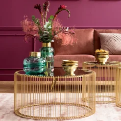 Outlet KARE Design Stolik kawowy Wire Uno Ø80 cm mosiężny - KARE