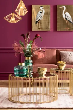 Outlet KARE Design Stolik kawowy Wire Uno Ø80 cm mosiężny - KARE