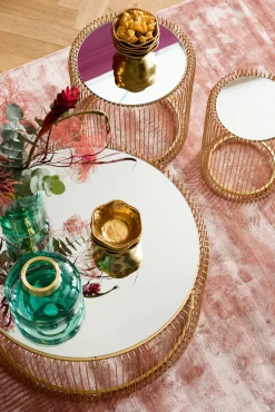 Outlet KARE Design Stolik kawowy Wire Uno Ø80 cm mosiężny - KARE