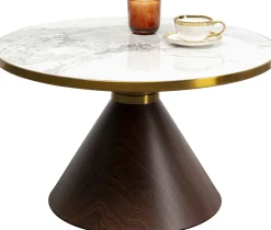 Fashion KARE Design Stolik kawowy z ceramicznym blatem podstawa brązowa Ø70 cm - KARE