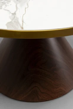 Fashion KARE Design Stolik kawowy z ceramicznym blatem podstawa brązowa Ø70 cm - KARE