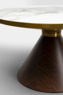 Fashion KARE Design Stolik kawowy z ceramicznym blatem podstawa brązowa Ø70 cm - KARE