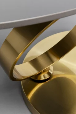 New KARE Design Stolik kawowy z obrotowymi okrągłymi blatami z ceramiki podstawa metalowa złota 133x80 cm - KARE