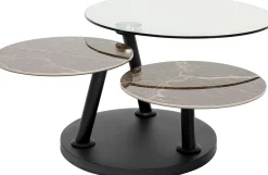 Outlet KARE Design Stolik kawowy z obrotowymi blatami szkło i ceramika 80-124x80 cm - KARE