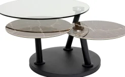Outlet KARE Design Stolik kawowy z obrotowymi blatami szkło i ceramika 80-124x80 cm - KARE