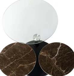 Outlet KARE Design Stolik kawowy z obrotowymi blatami szkło i ceramika 80-124x80 cm - KARE
