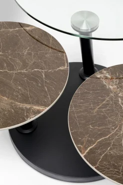 Outlet KARE Design Stolik kawowy z obrotowymi blatami szkło i ceramika 80-124x80 cm - KARE