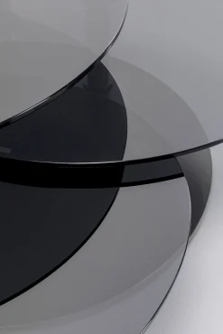 Hot KARE Design Stolik kawowy z obrotowymi szklanymi blatami Ø90 (170)x43 cm - KARE