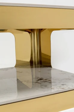 Best KARE Design Stolik kawowy z półką biało-złoty ceramika i stal nierdzewna 130x70 cm - KARE