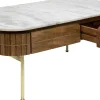 Hot KARE Design Stolik kawowy z szufladami drewno mango i marmur nogi złote 110x60 cm - KARE