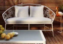 Outlet KARE Design Stolik ogrodowy Tiki 108x59 cm biały - blat szklany - KARE