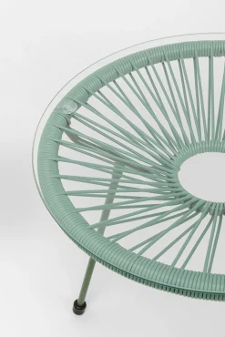 Hot KARE Design Stolik ogrodowy zielony blat szklany okrągły Ø50 cm - KARE