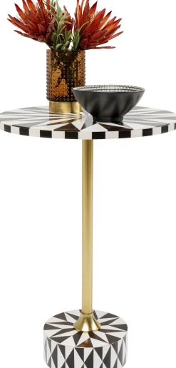 Fashion KARE Design Stolik pomocniczy biało-brązowy MDF i stal Ø40x50 cm - KARE