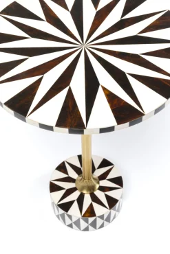 Fashion KARE Design Stolik pomocniczy biało-brązowy MDF i stal Ø40x50 cm - KARE