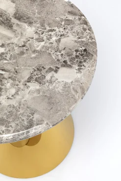 Sale KARE Design Stolik pomocniczy blat kolor marmur podstawa złota stal nierdzewna Ø50 cm - KARE