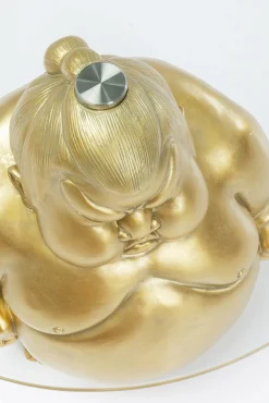 Clearance KARE Design Stolik pomocniczy blat szkło hartowane podstawa złota zawodnik sumo Ø54 cm - KARE