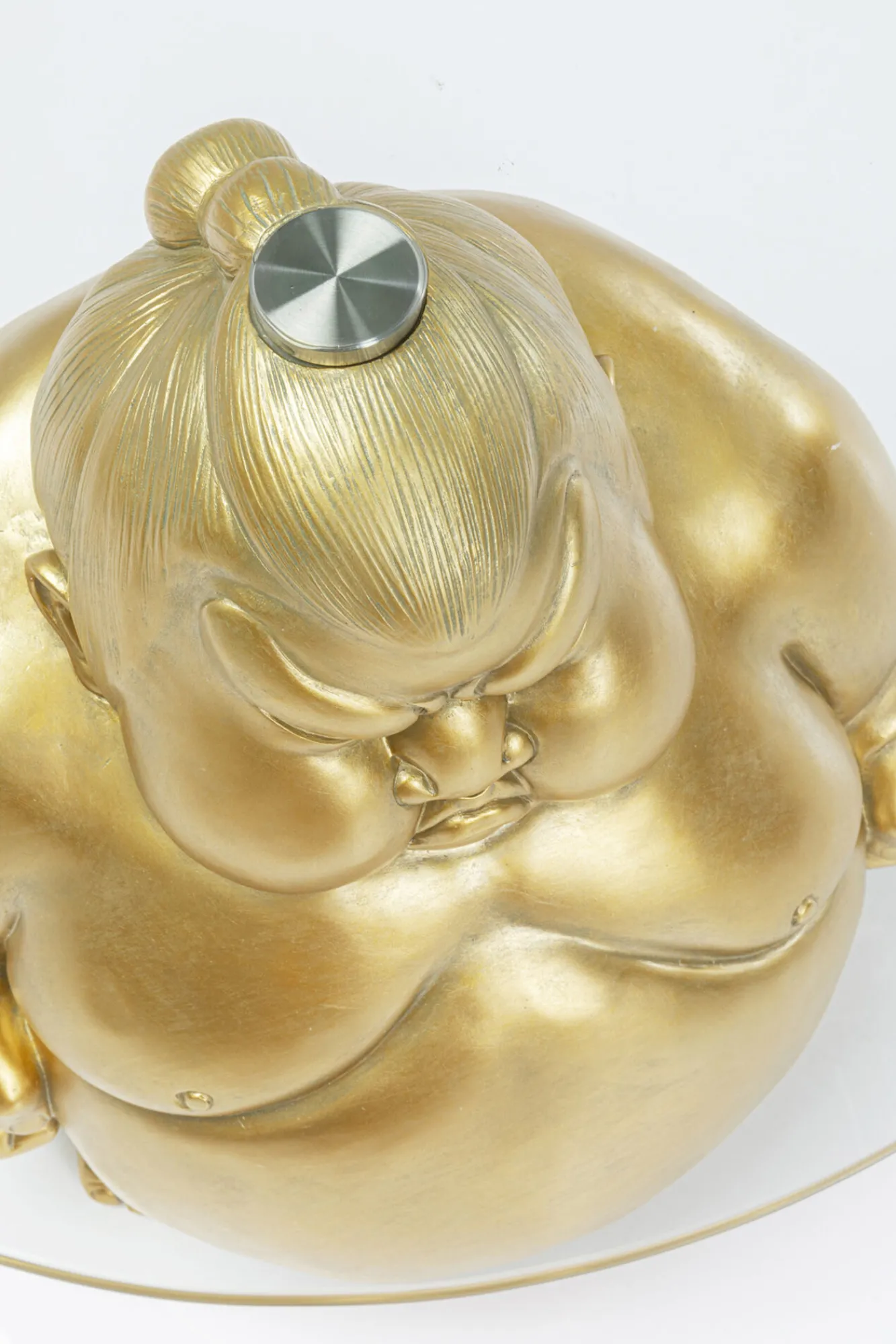 Clearance KARE Design Stolik pomocniczy blat szkło hartowane podstawa złota zawodnik sumo Ø54 cm - KARE