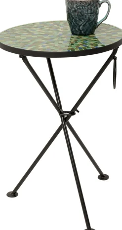 Clearance KARE Design Stolik pomocniczy Clack Mosaic Green Blue Ø35cm - KARE