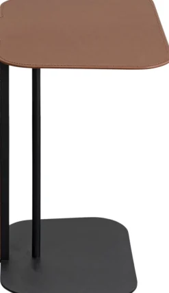 Hot KARE Design Stolik pomocniczy czarno-brązowy blat tapicerowany 61x39 cm - KARE