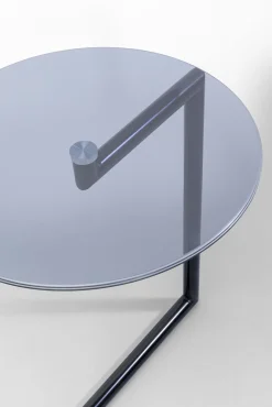 Sale KARE Design Stolik pomocniczy czarny blat szklany okrągły Ø46x63 cm - KARE