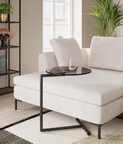 Sale KARE Design Stolik pomocniczy czarny blat szklany okrągły Ø46x63 cm - KARE