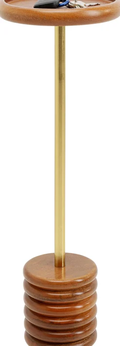 Hot KARE Design Stolik pomocniczy drewno mango brązowe i stal złota Ø20x61 cm - KARE