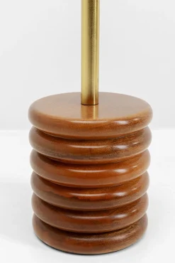 Hot KARE Design Stolik pomocniczy drewno mango brązowe i stal złota Ø20x61 cm - KARE