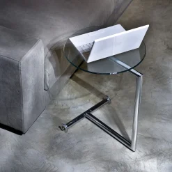 Online KARE Design Stolik pomocniczy Easy Living Ø46 cm transparentno-srebrny - KARE