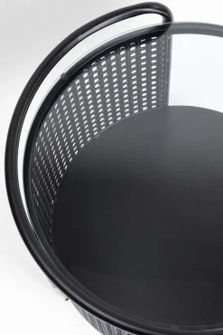 Discount KARE Design Stolik pomocniczy Fence Ø45 cm czarny - blat szklany - KARE