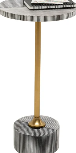 Online KARE Design Stolik pomocniczy okrągły biało-czarny wzór w linie Ø25x50 cm - KARE